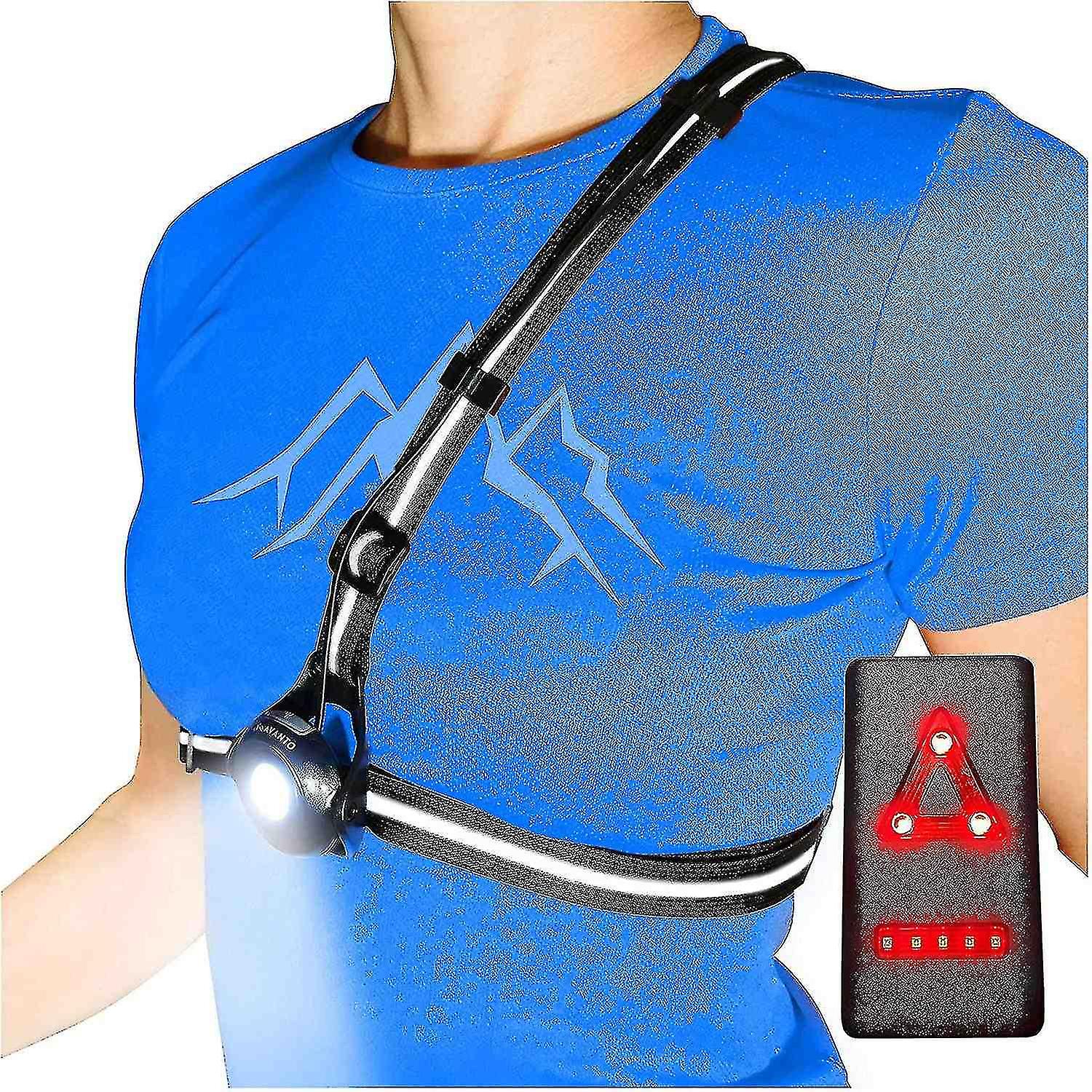 Chest Running Light For Runners And Joggers With Adjustable Beam And Reflector, Usb Led Rechargeable