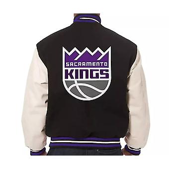 Letterman Sacramento Kings Black And White Varsity Jacket