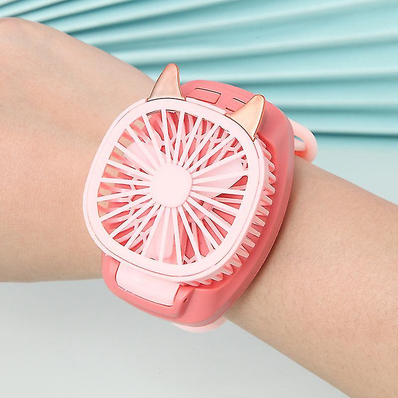 Mini Hand Held Wrist Strap Electric Watch Shaped Fan With Colorful Light