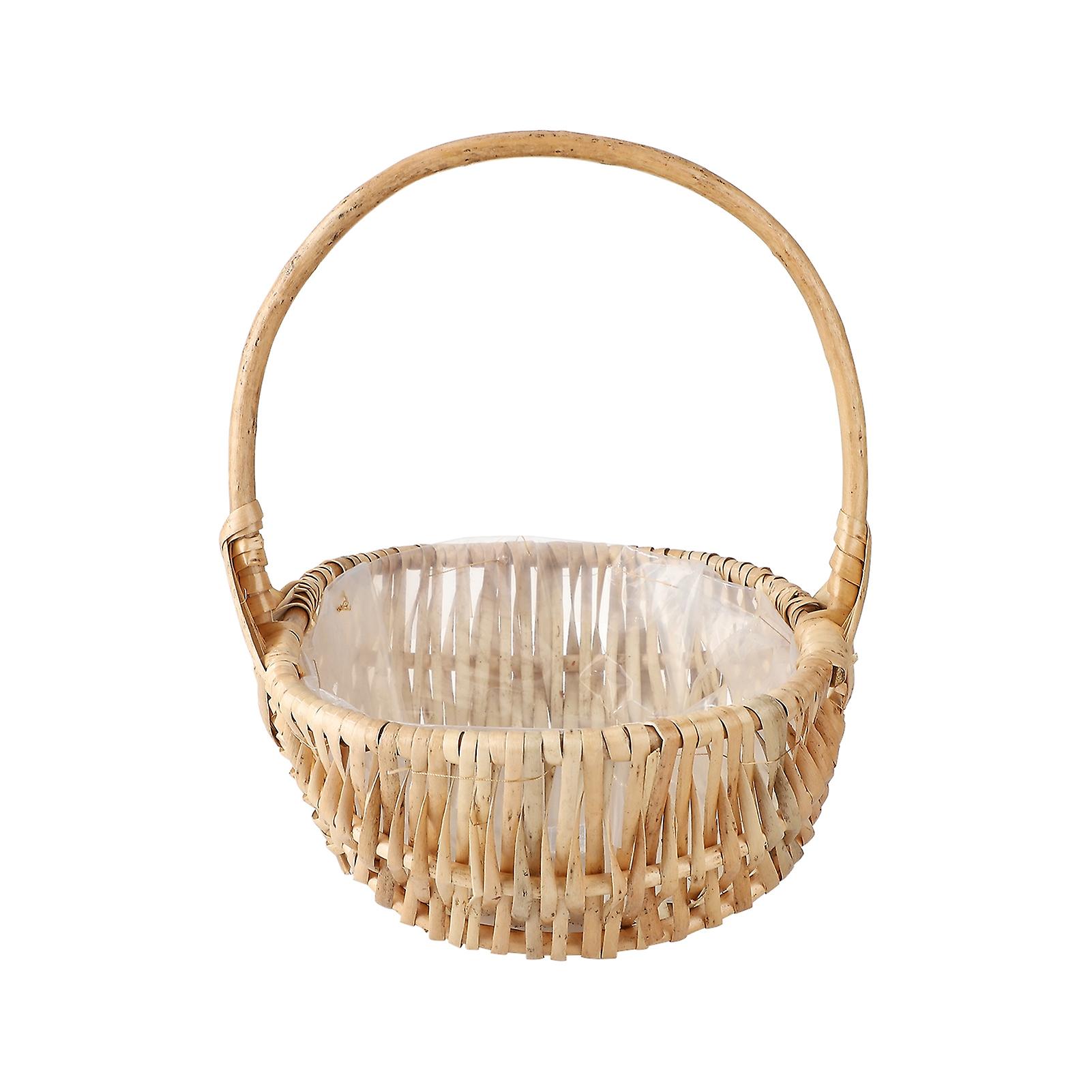 Handheld Flower Basket Waterproof Weaving Rustic Handmade Flower Arrangement Rattan Flower Basket