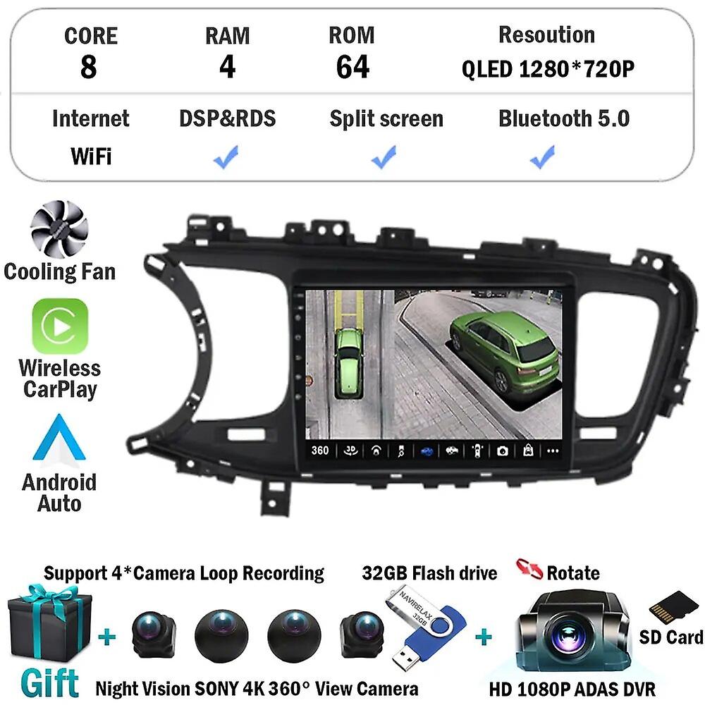 Car Radio Stereo Android 13 For Kia Optima K5 2013-2015 Multimedia Video Player Gps Navi Auto Audio Qled Screen Carplay No Dvd