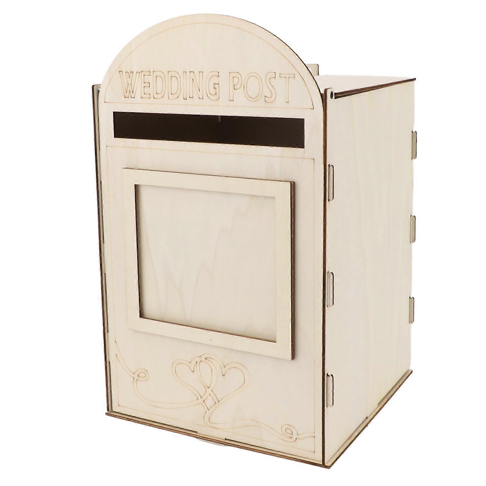 Boîte aux lettres de mariage en bois à faire soi-même, avec serrure à clé, pour réception, décoration de fête d'anniversaire de mariage JM01617