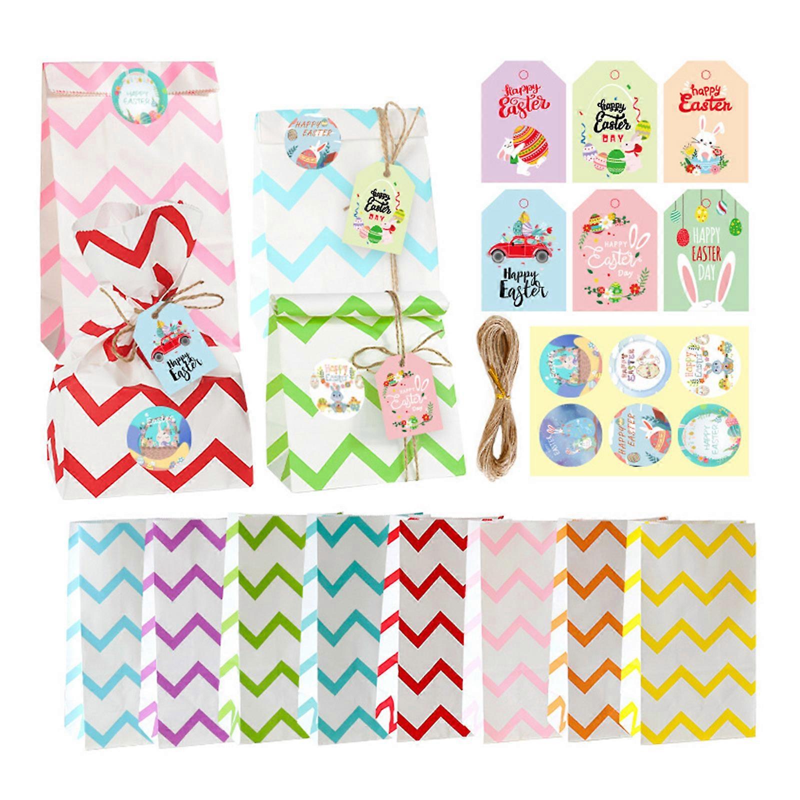  24 Sets Easter Party Gifts Bag Kraft Paper Happy Easter Gift Packaging Boxes