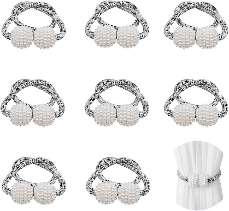 8 Pieces Curtain Tiebacks Magnetic Curtain Tiebacks Magnetic Curtain Tiebacks Artificial Pearl Curtain Tiebacks Accessories for Curtains and Blinds
