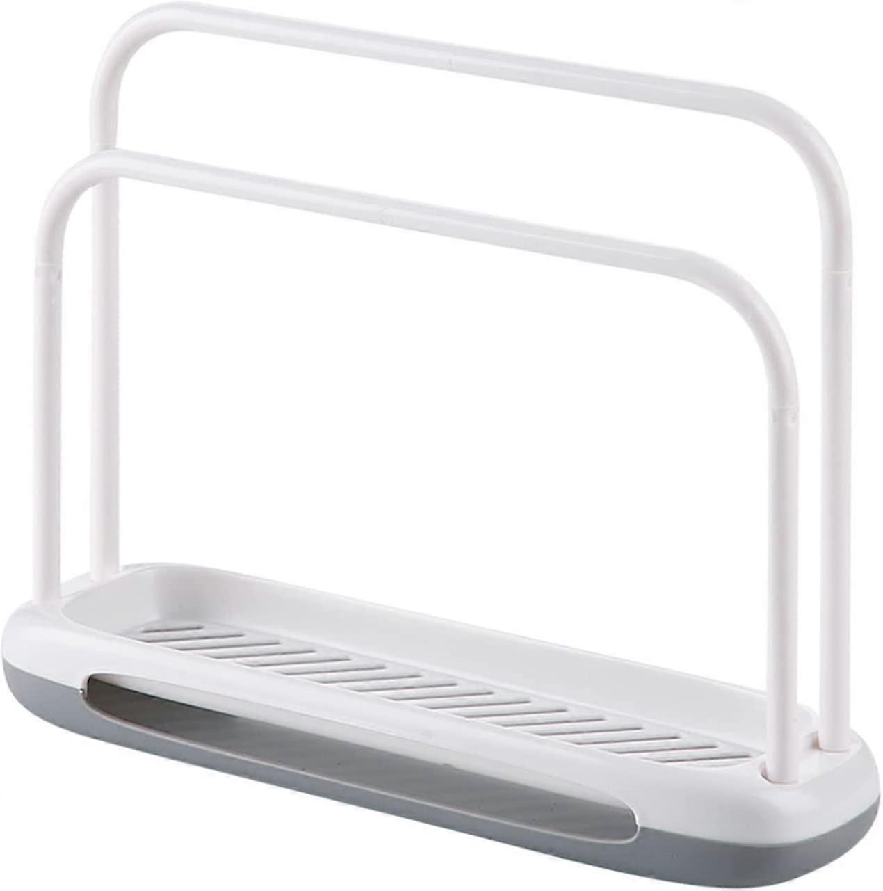 Kitchen Towels Storage Organizer Holder Brush Sponge Organizer Towel Holder Sink Organizer Countertop Use ,white,25*7*19.5cm