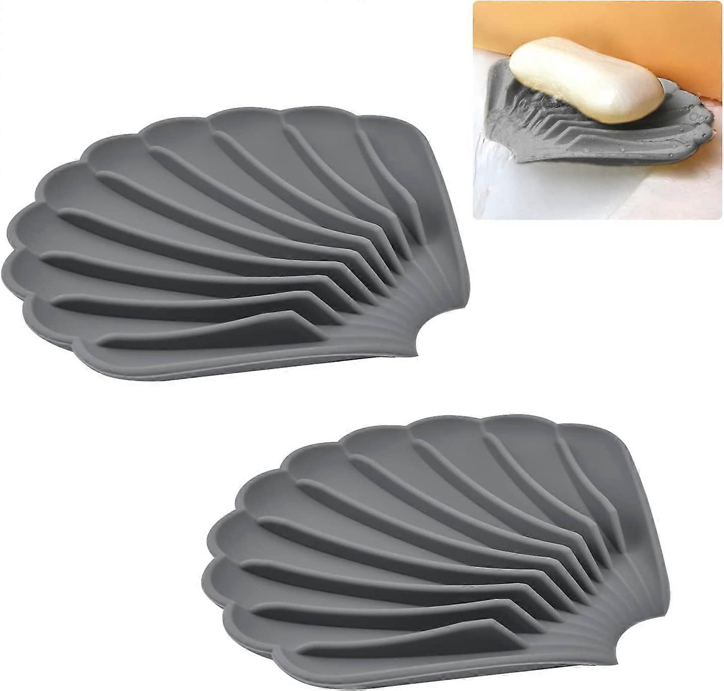 2pcs Shell Shape Soap Holder, 2Pcs Self Draining Soap Dishes Waterfall Drainer Soap Holder Self Draining
