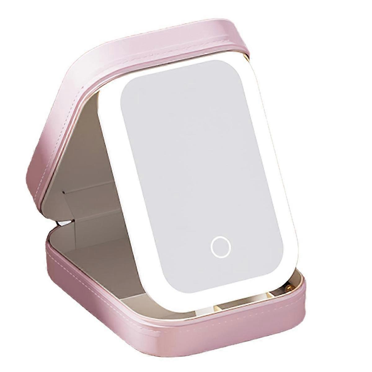 LED Three-Color Adjustable Makeup Mirror Adjustable Makeup Mirror with Lights Rechargeable Lighted Makeup Mirror,C