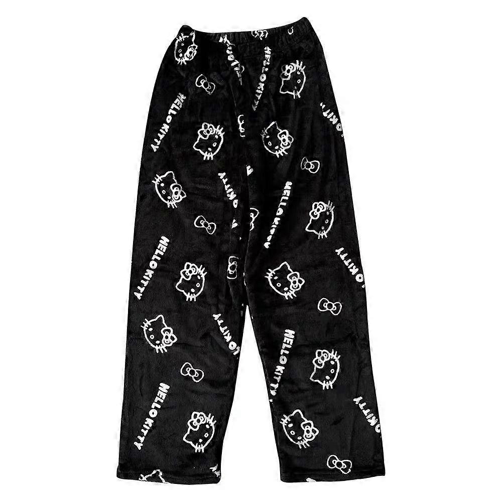 Vinter Kvinnor Flickor Tecknad Katt Kitty Flanell Jul Mjuk Pyjamas Sovbyxor