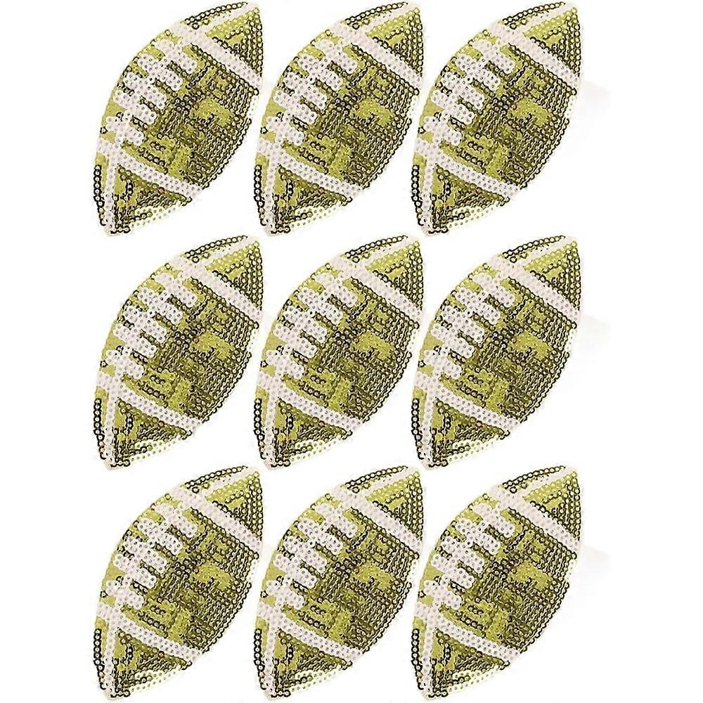 9 Pack Sequin Football Patches,Trucker Hat Patches,Iron on Rugby Fabric Patches