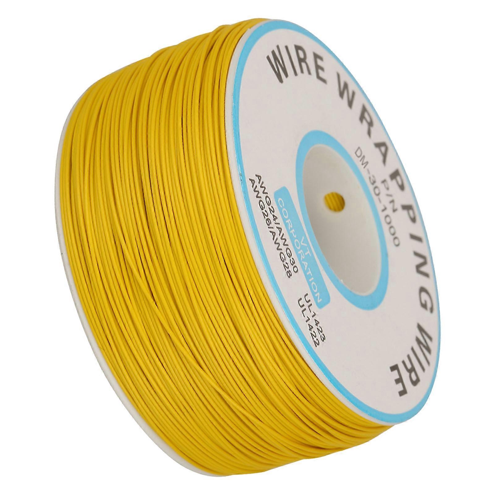 1Roll WiRe Wrapping Single Copper Wire Strand 30AWG Cable 0.25mm Core Diameter (Yellow)