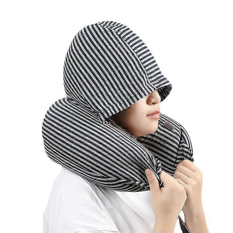 Soft Comfortable Travel Pillow Foam Particles Removable And Washable Creative Hooded U-shaped Pillow