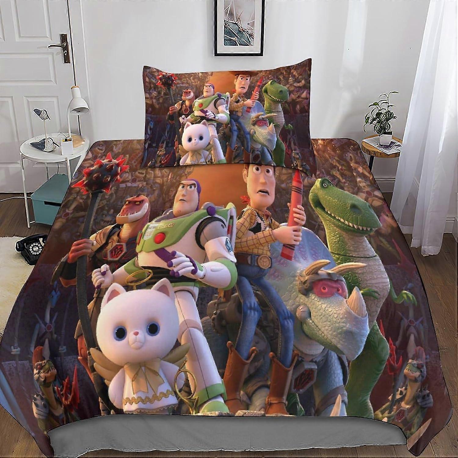 3D Toy Story Set Biancheria Da Letto per Ragazzi e Adolescenti Copripiumino, Copripiumino in Microfibra con Chiusura A Cerniera 2 Pz Federe Singolo