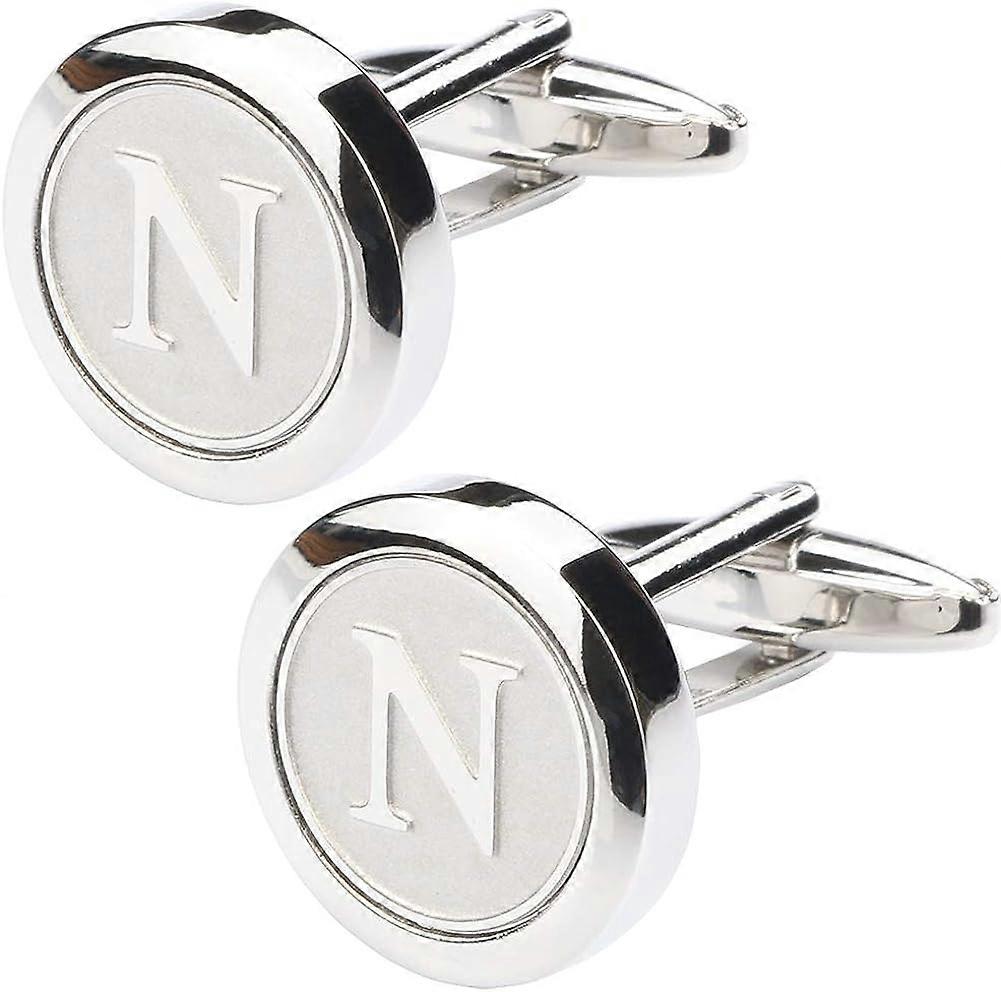 Cufflinks for Men Shirt - Personalized Initials Alphabet A-Z - Silver