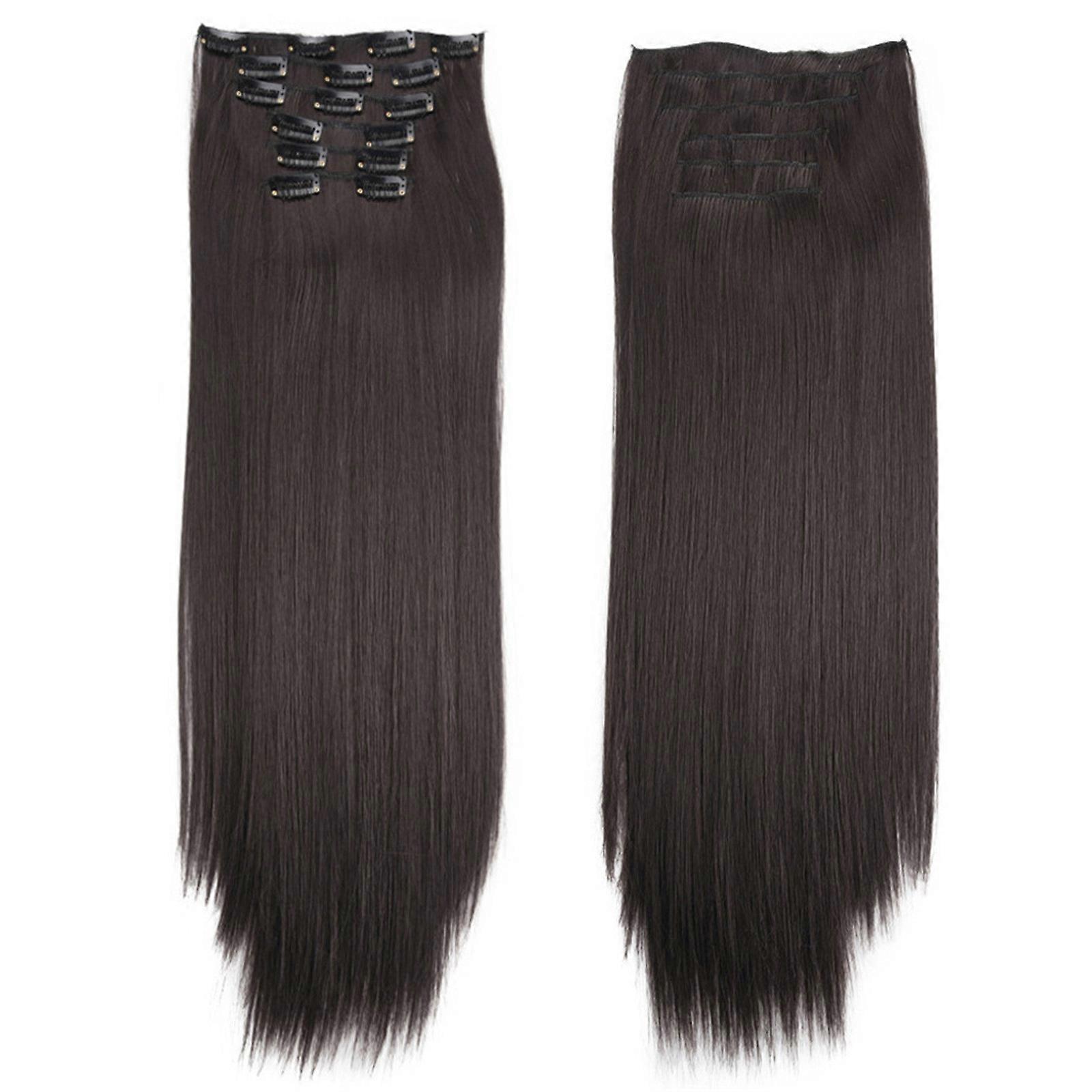 Grampo longo do cabelo da moda em extensões de cabelo peruca lisa completa