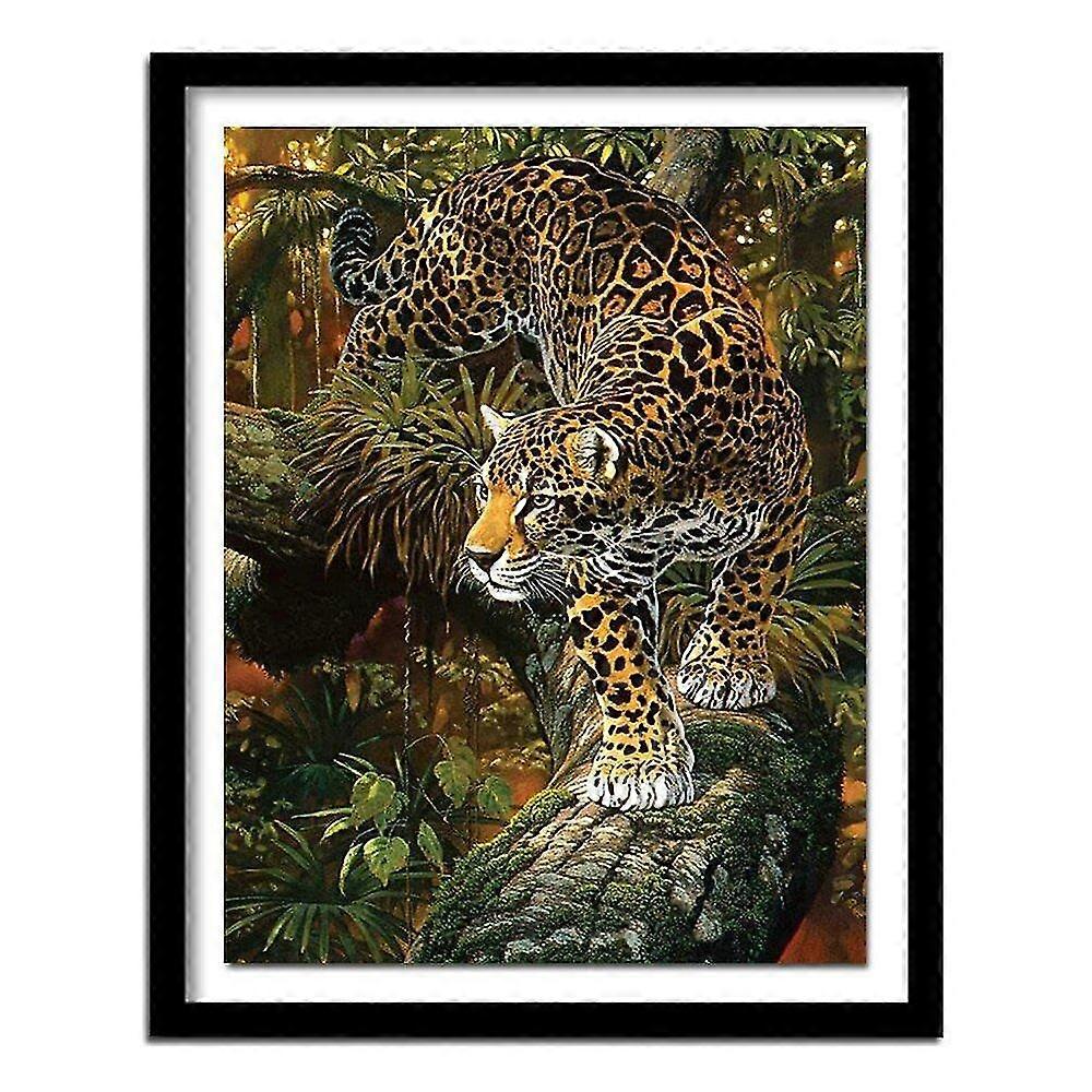 diamond embroidery leopard cross circular forest spot