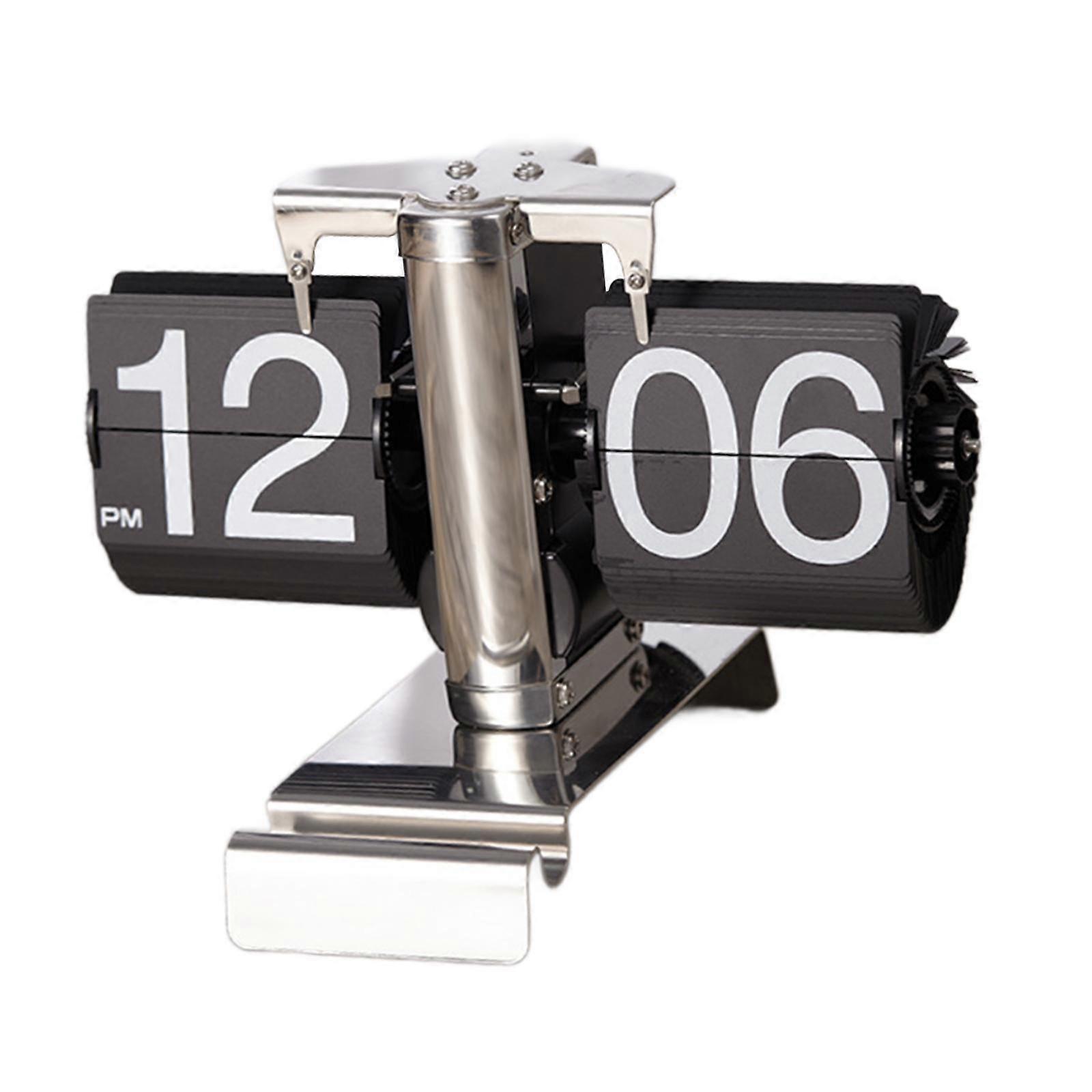 Zegar biurkowy z klapką Mechaniczny biurowy zasilany bateryjnie Retro Type Auto Flip Clock Argent Black