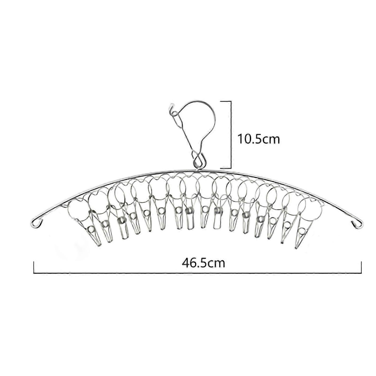 Stainless Steel Sock Drying Rack Curved Folding Laundry Drying Rack Windproof Hanger4.0 Thick Outer Windproof 16 Clips