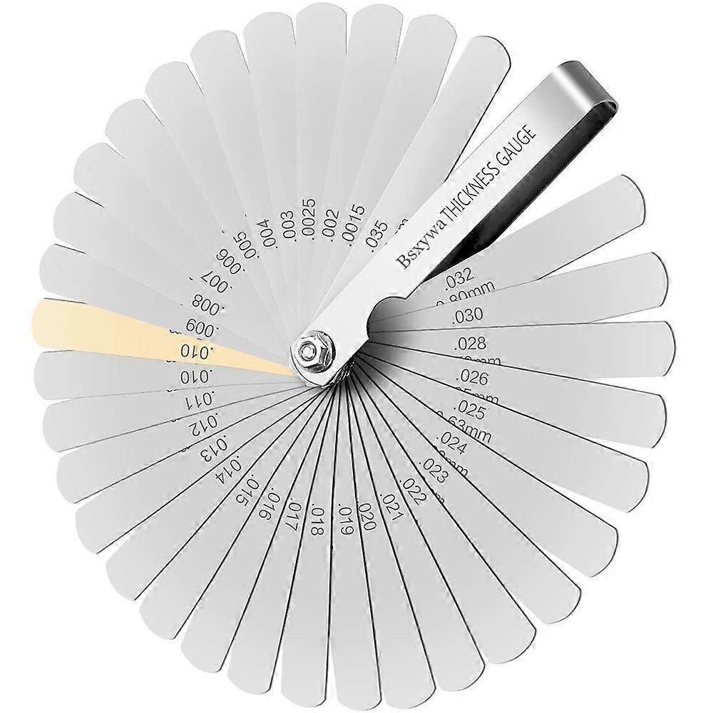 Feeler Gauge, 32 Blade Set Stainless Steel Valve Shim, Metric/Imperial Marking, For Measuring Gap Width, For Engine/Spark Plug/Valves.