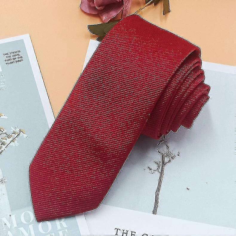 Krawat męski czerwony 6cm wąski slim-hao