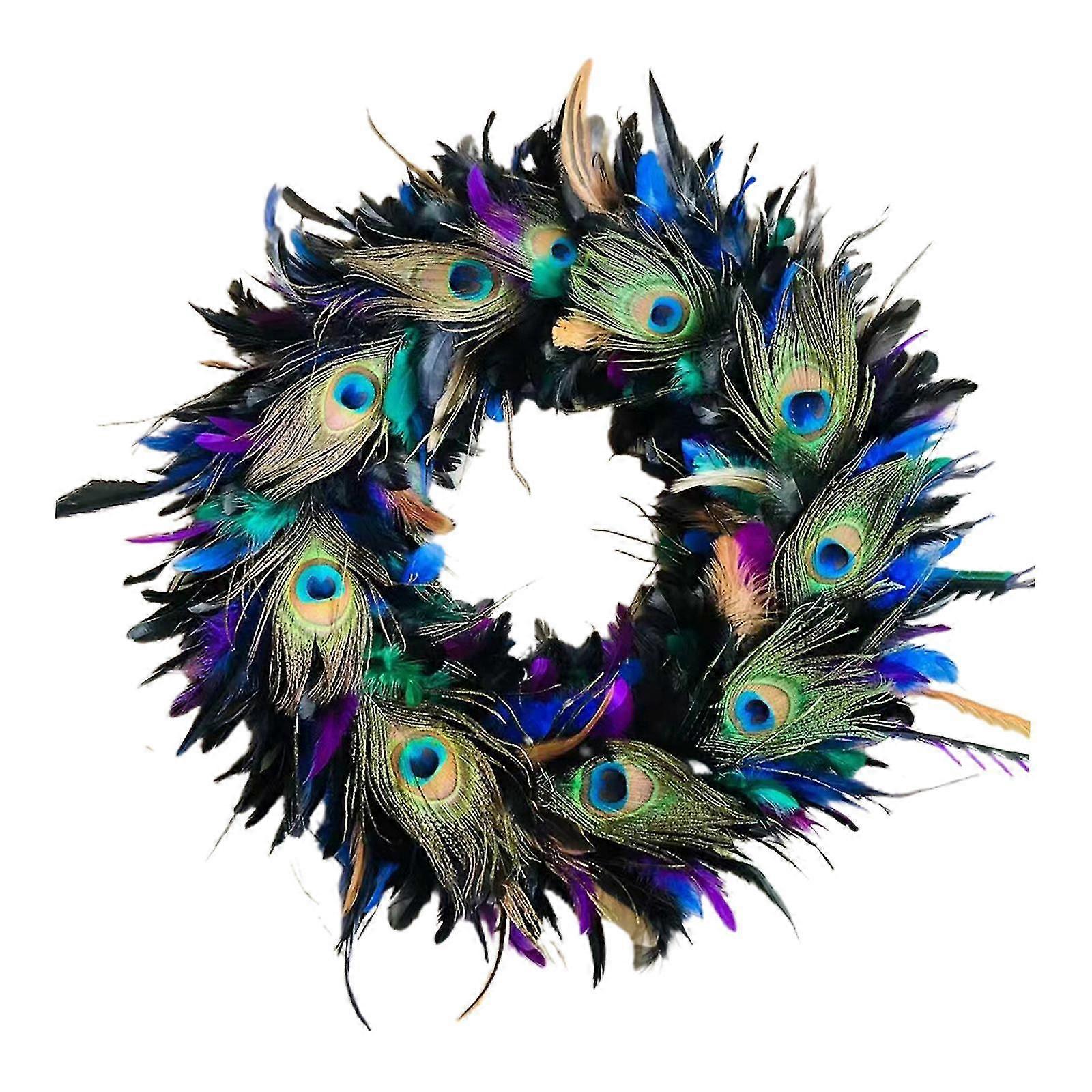 Ghirlanda di piume simulata Home Decor 45cm Corona artificiale di piume di pavone