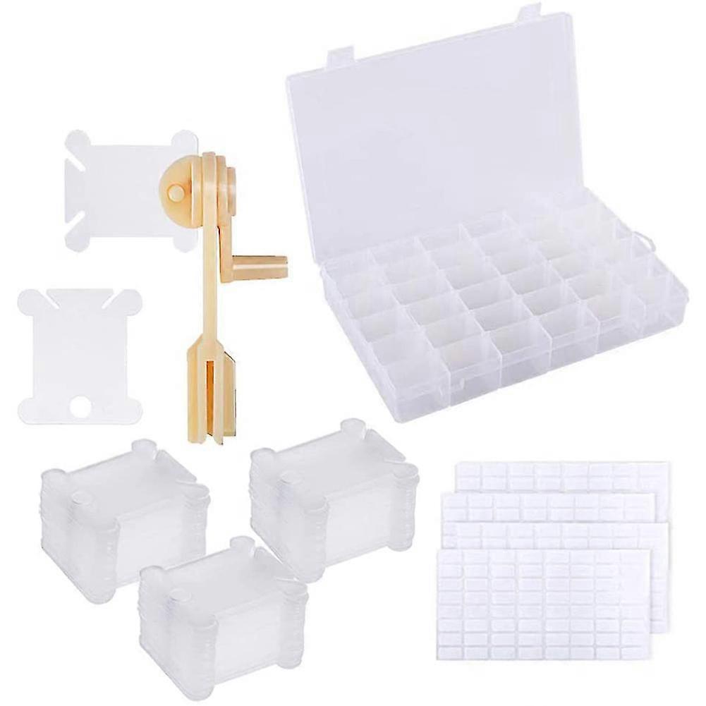 100 Floss Bobbins Embroidery Floss Winder with 4 Sheet Blank Stickers for Threads Craft Diy Sewing