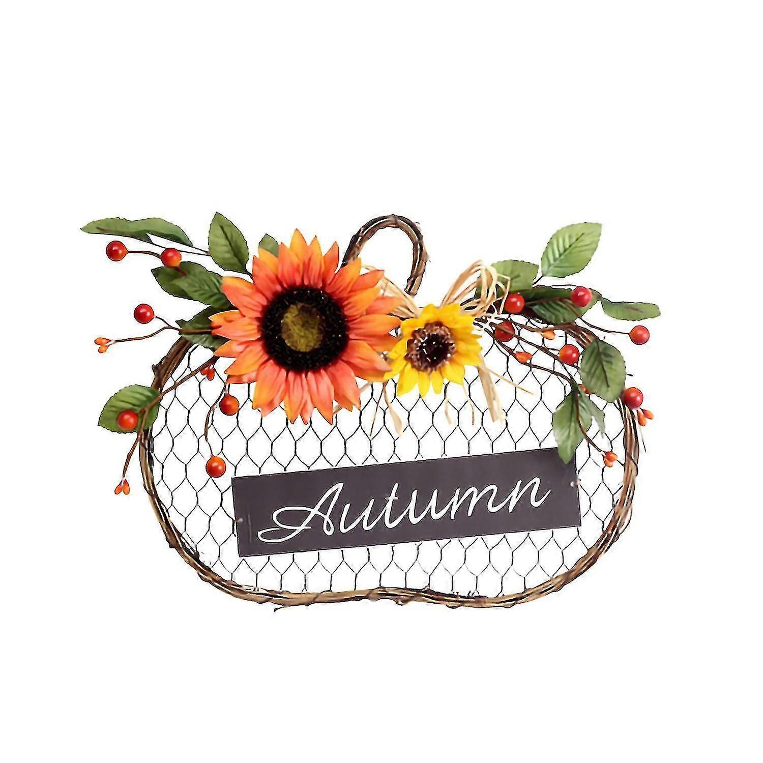 Halloween Home Decorations Sunflower Iron Mesh Wooden Sign Simulation Garland