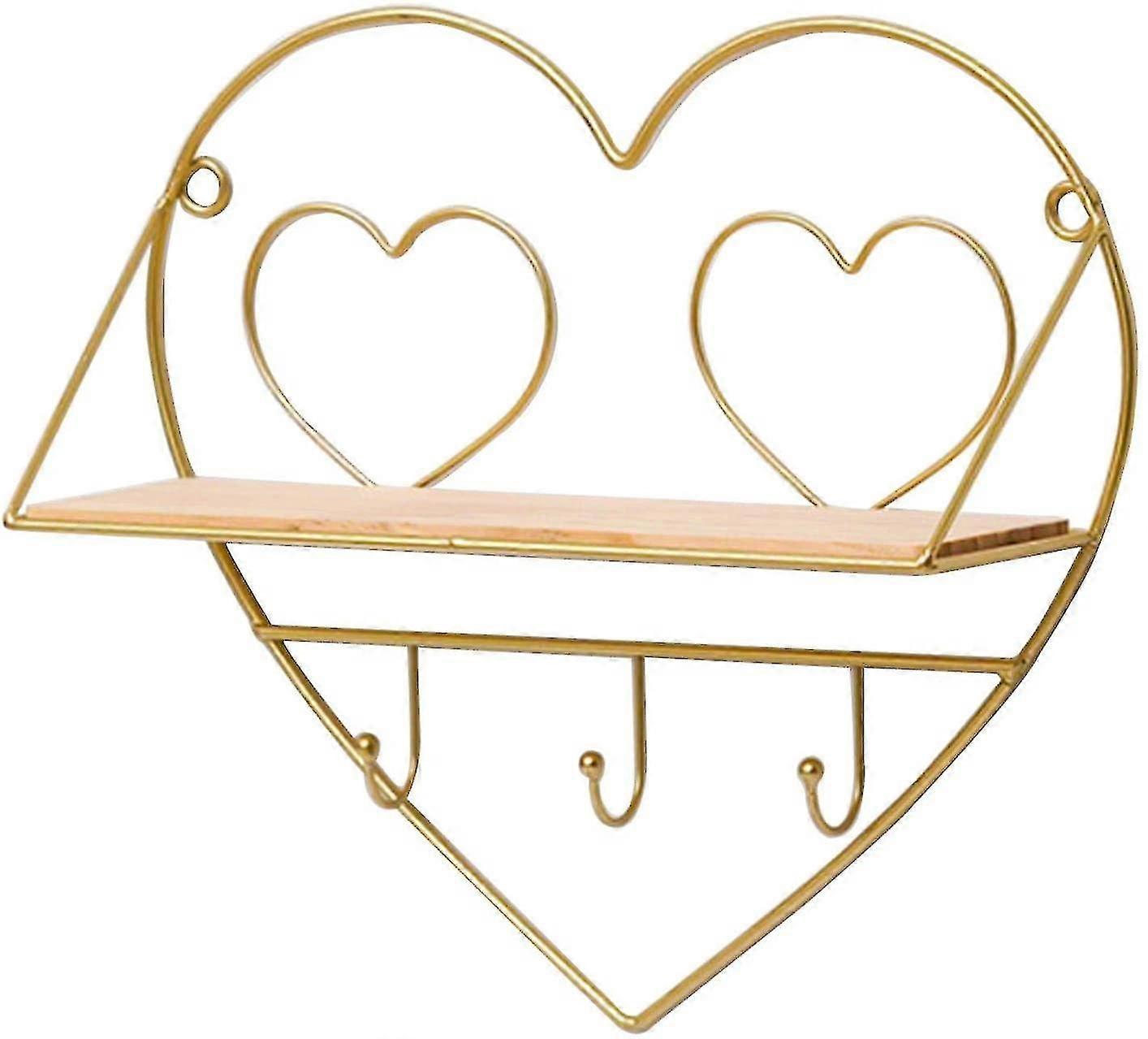 Wood And Metal Wall Shelf, Wood And Metal Wall Storage Shelf With Hooks