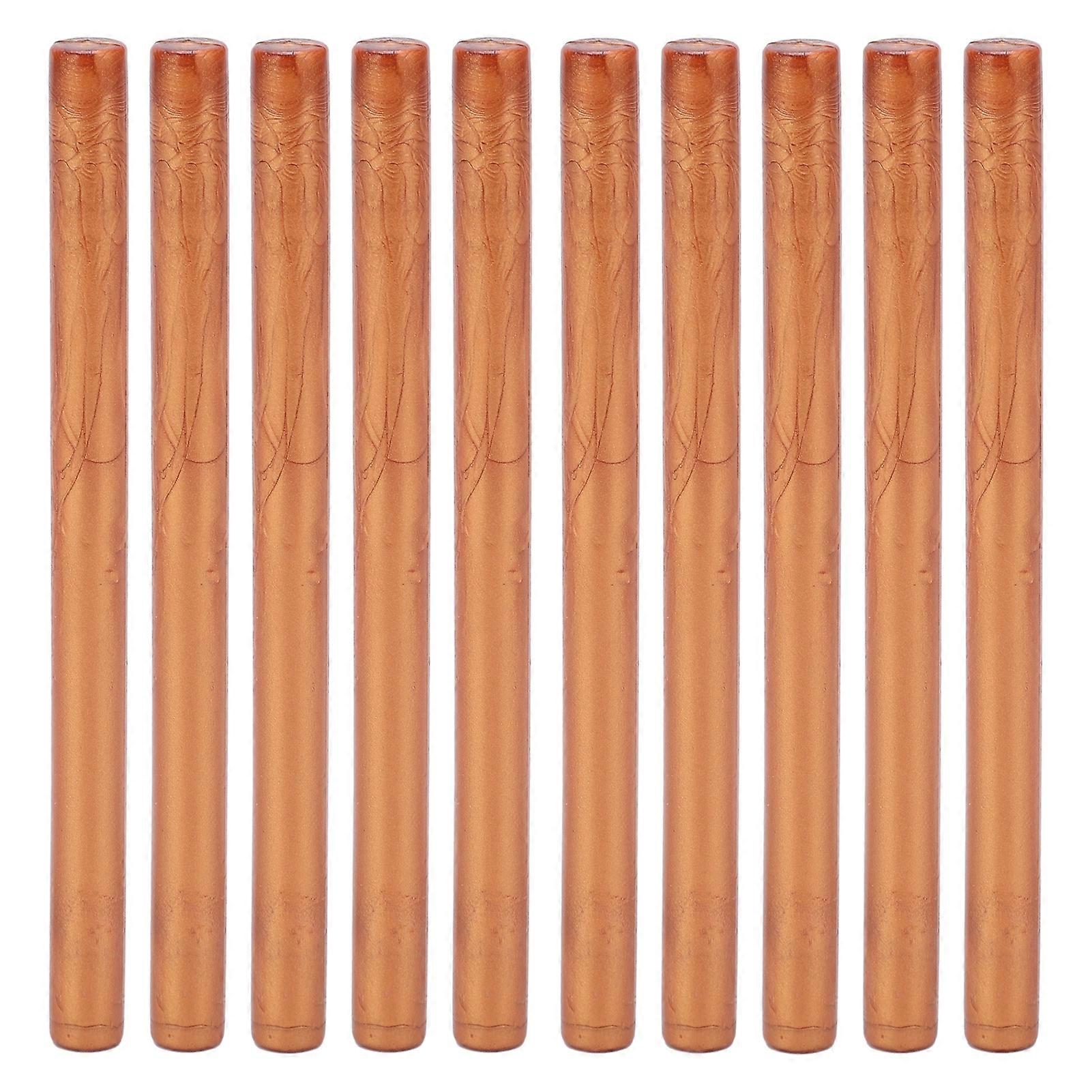 10 st. tätningsvaxstift, praktiska, rökfria, flexibla, varma förseglingsvaxstift för kuvert, kort, manuskript, mässing, guld