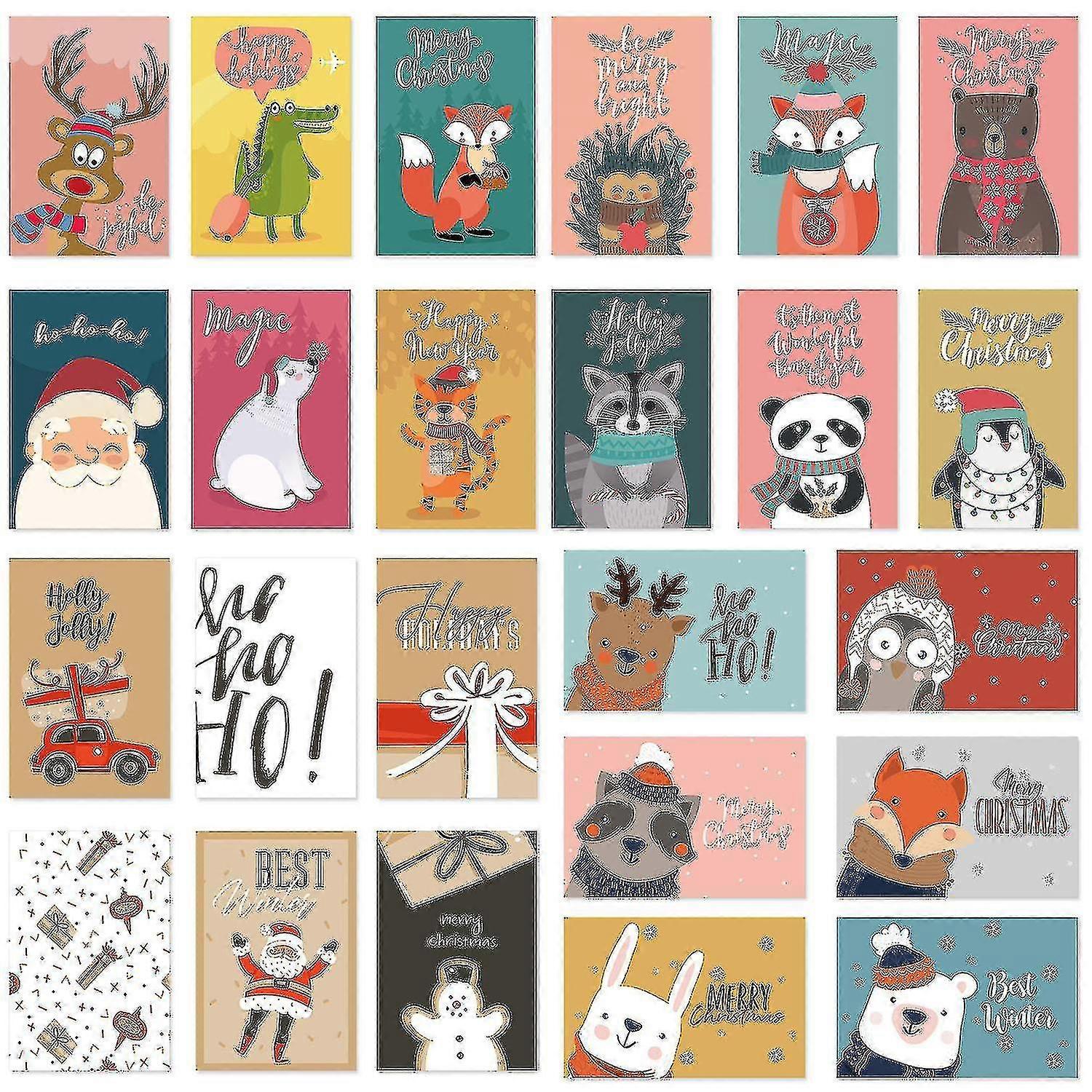 24pcs/set Folding Cards Christmas Gifts With Envelopes Cute Greeting Cards