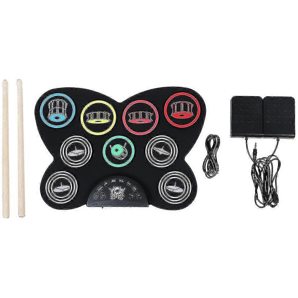 1set Hand-rolled Electronic Drum Creative Kids Percussion Drum Music Instrument Rhythm Practice Built-in Speaker Drum