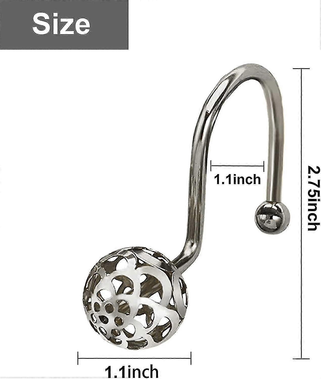 Circle Shower Curtain Hooks, Shower Curtain Rings, Rustproof Decorative Hooks For Bathroom, Towels, Clothes, Kitchen Utensils (12 Pieces, Silver) Crjj