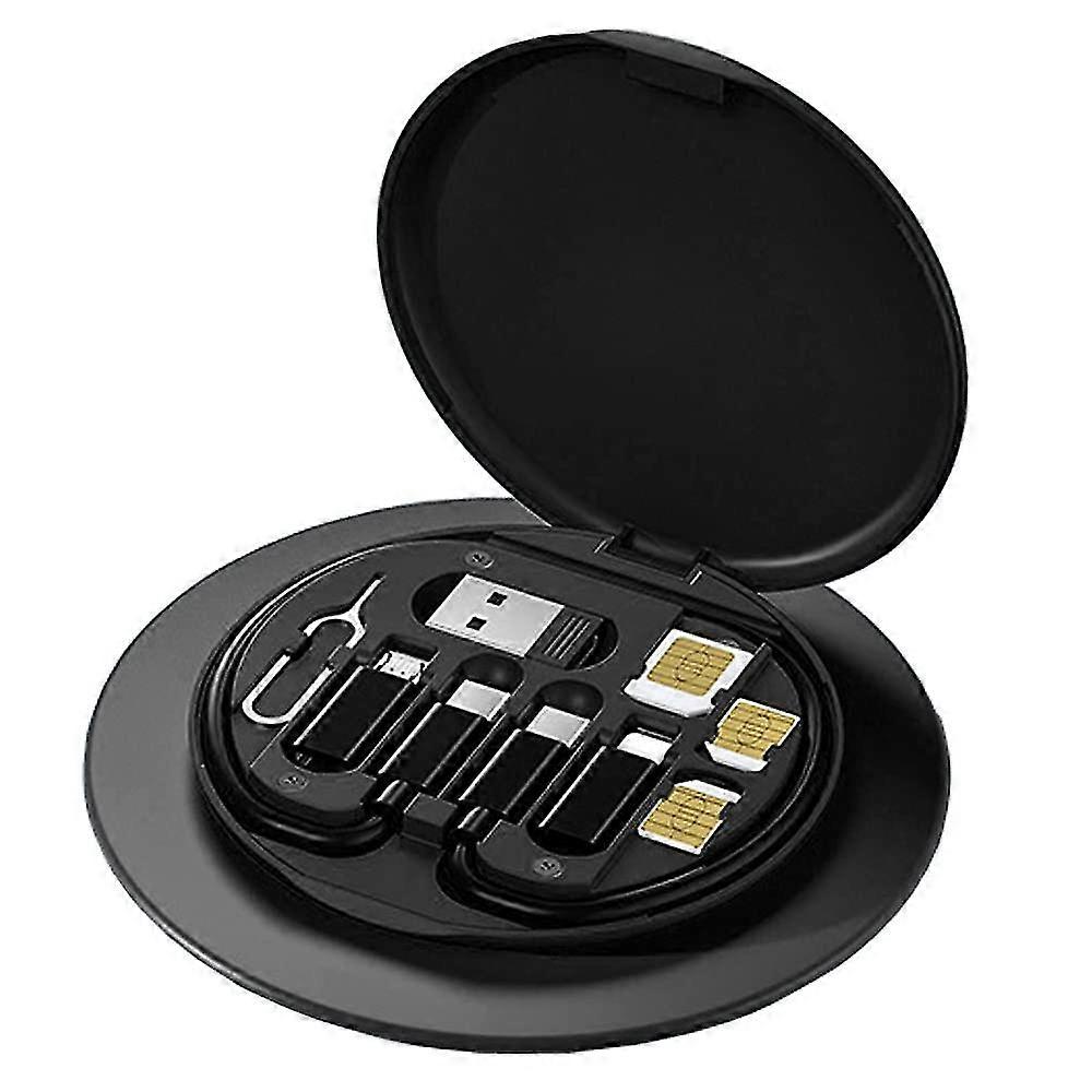 USB Adapter Cable Conversion Storage Box, Multi-Type Charging Line USB C to Lightning Type C Micro Data Transfer Tool