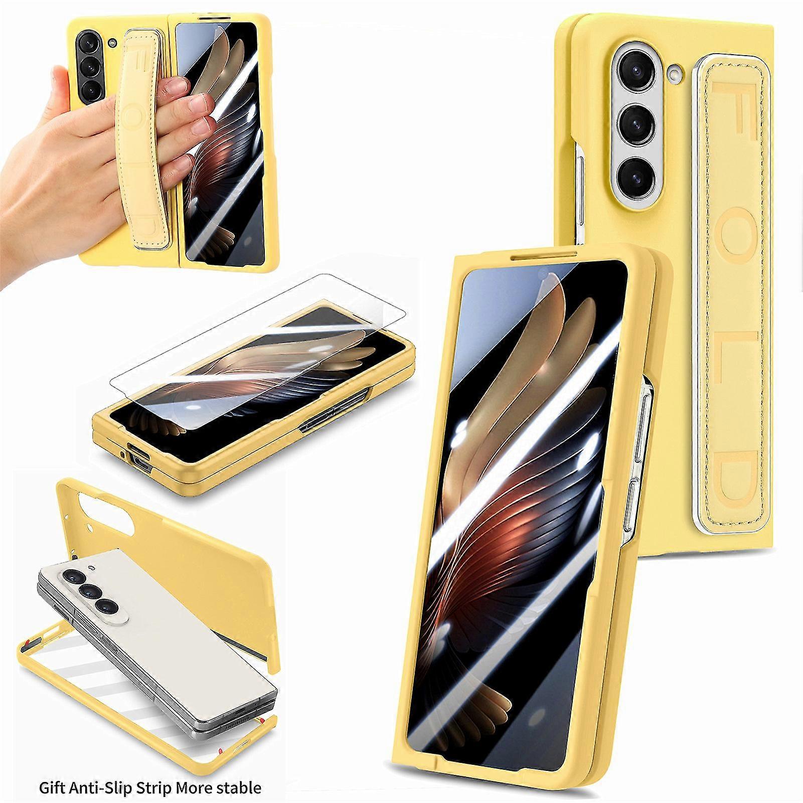 Z Fold 5 Case With Pu Stretch Wristband, Slim Pc All-inclusive Cover For Samsung Galaxy Z Fold 5 With Screen Protector