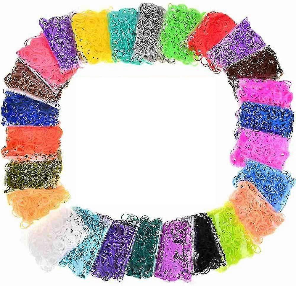 Rubber Bands Refill Kit , 12730+ Premium Loom Bands In 26 Colors With 500 Clips ,6 Hooks