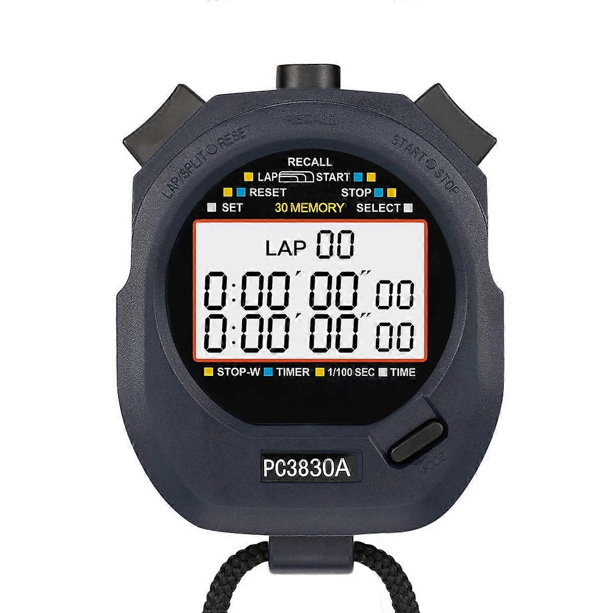 Professional Digital Stopwatch Timer with LCD Display - Easy To View Time and Record Data
