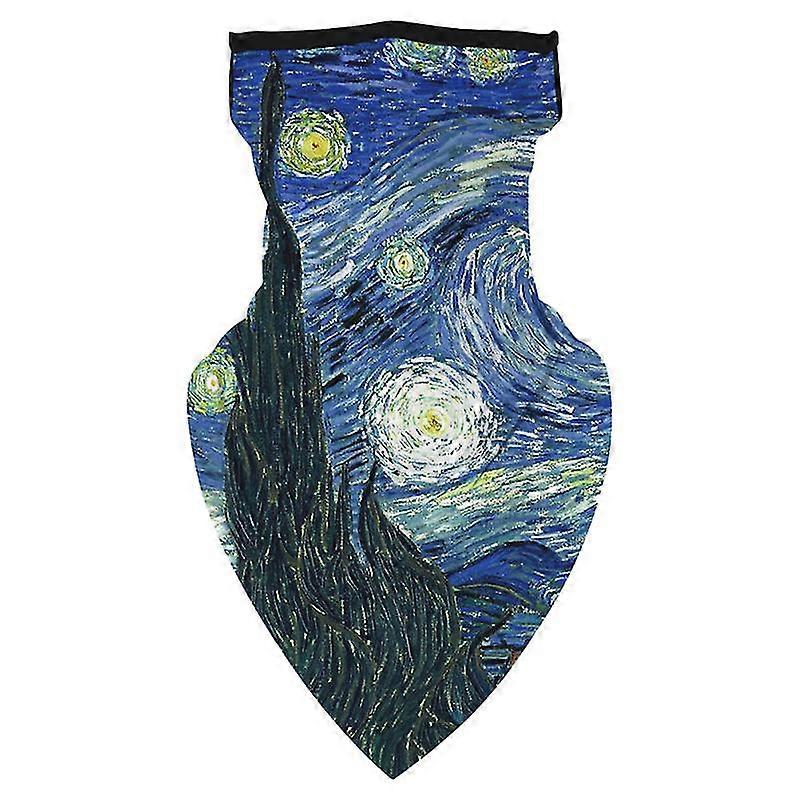 1pc cyclisme foulard ciel étoilé imprimé écran solaire respirant triangulaire écharpe masque facial (style 1)