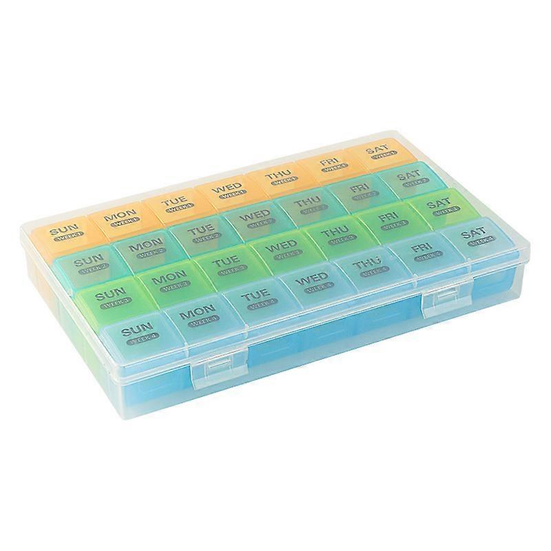 Monthly Pill Organizer,Medicine box 4 Weeks Pill Case Moisture-proof Large 28 Day Pill Box Multi-color optional