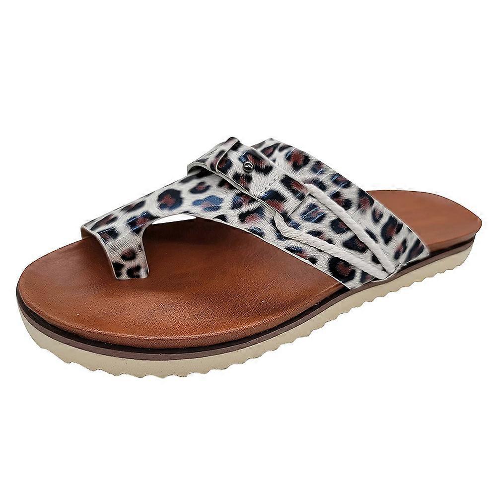 Sandales en cuir pantoufles décontractées plates réglables pour femmes