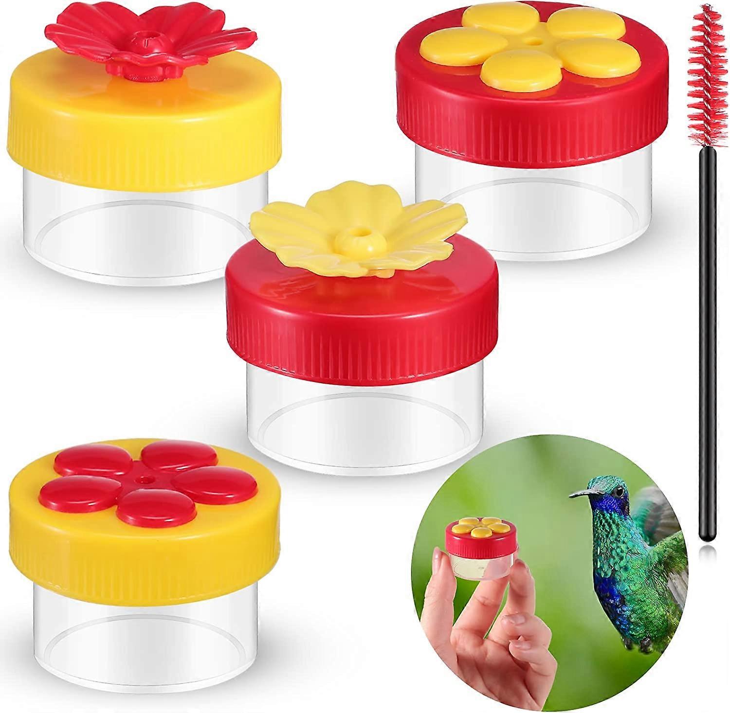 Hummingbird Hand Feeder 4 Packs Flower Hummingbird Feeder Mini Handheld Hummingbird Feeder Window Humming Bird Feeder Wild Bird Feeders with Cleaning 
