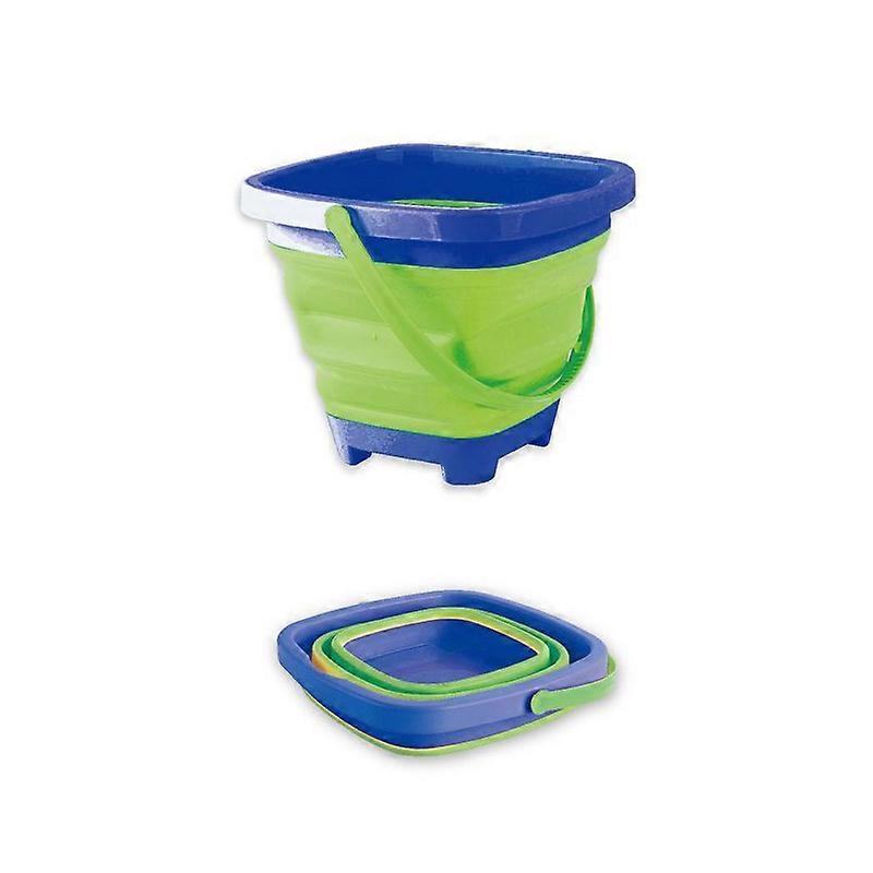 Kids Beach Foldable Bucket Portable Multifunction Silicone Sand Shell Toy Storage Bucketgreen