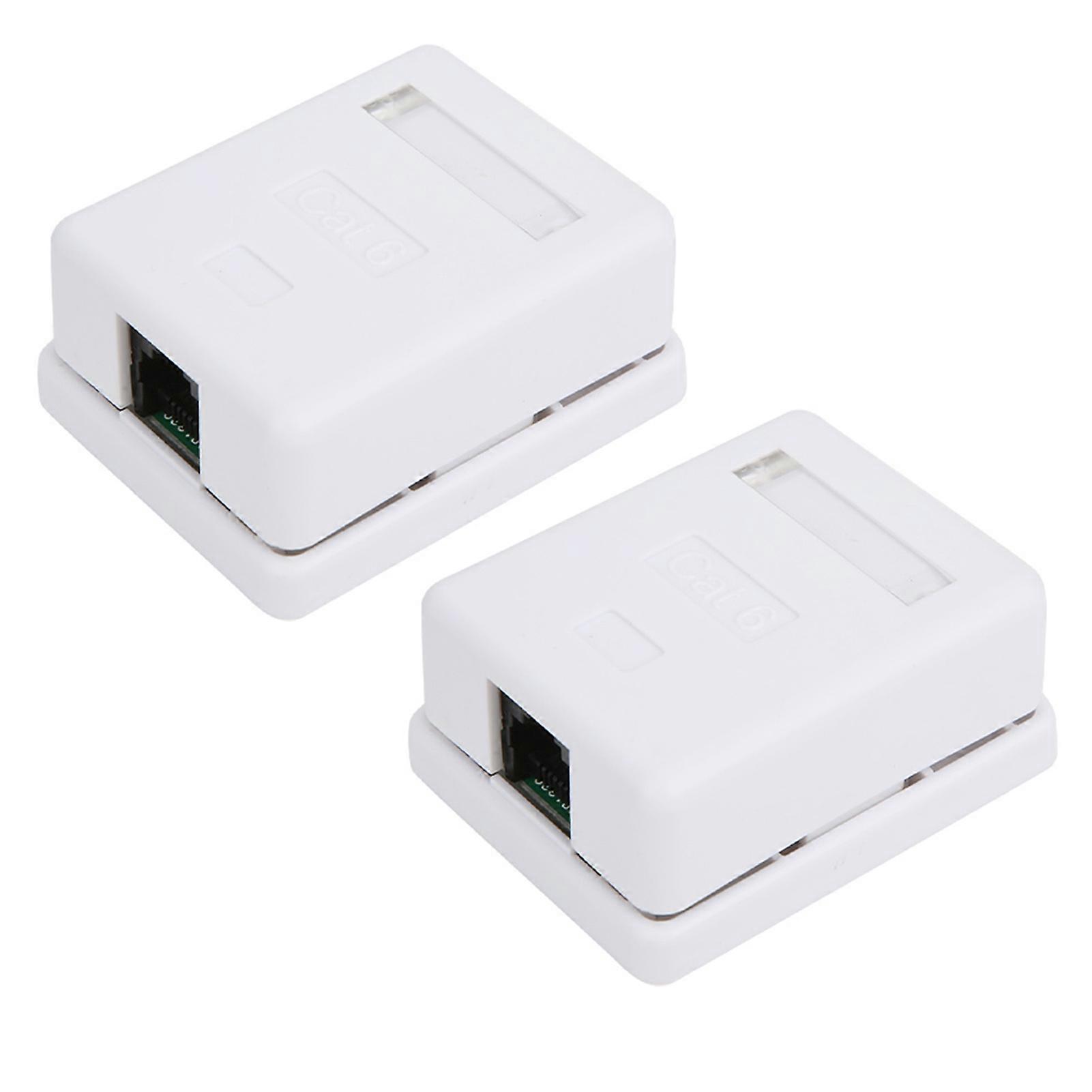 2Pcs Cat6 RJ45 Single Port Surface Mount Box for Desktop Information Network Junction
