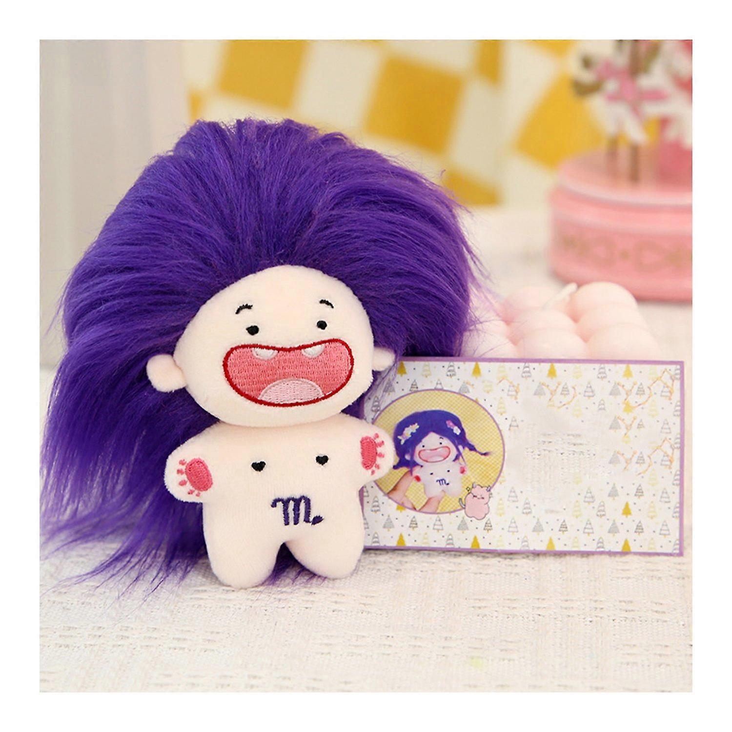 11cm Naked Doll Toy Colorful Fluffy Hair Deciduous Teeth 12-Constellation Plushies Pretend Toy
