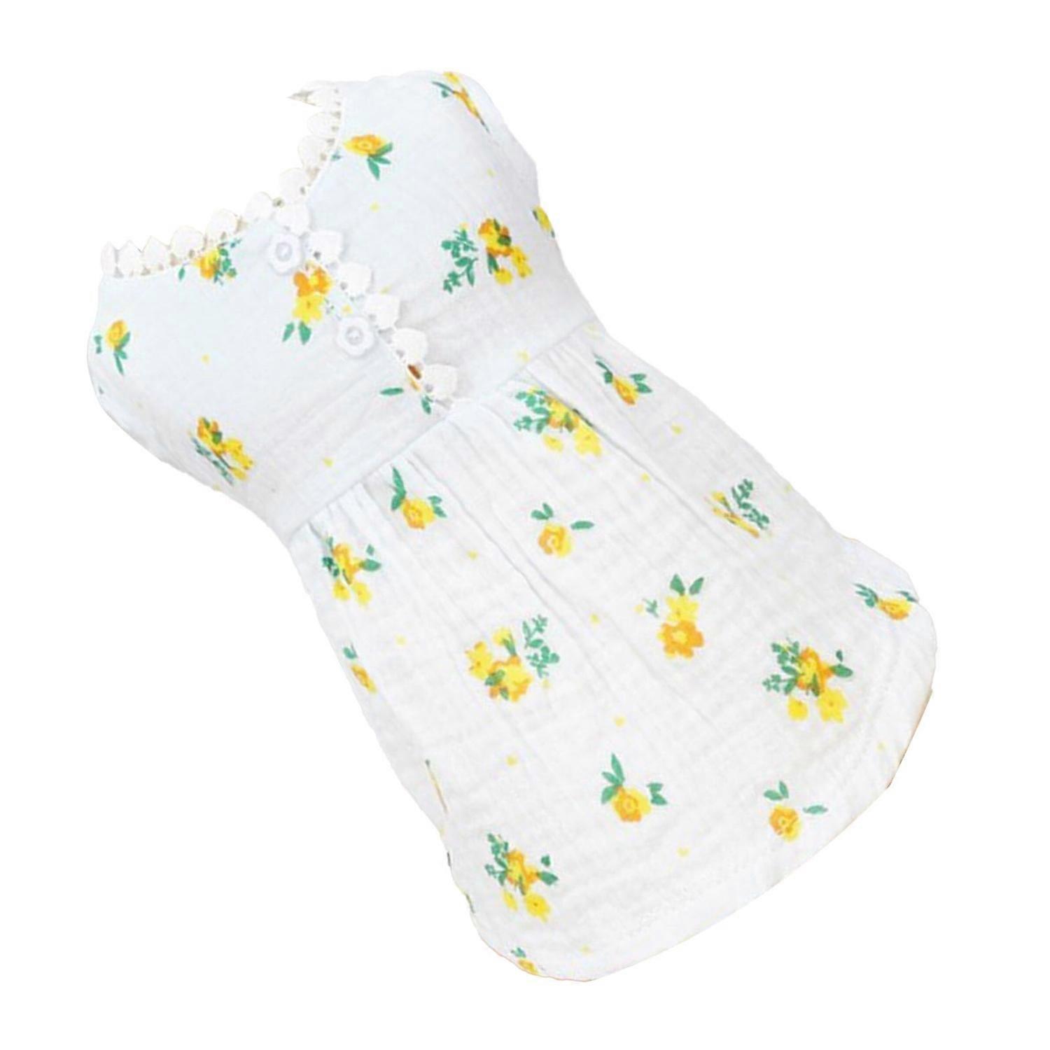 Pet Dress Comfortable Breathable Spring Summer Small Dog Floral Skirt for Banquets Parties Light Blu