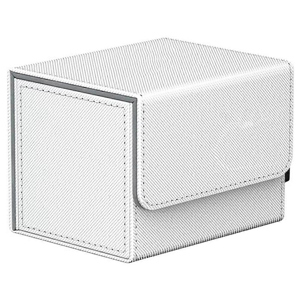 100+ Trading Card Deck Box Gathering Card Toy W/ Magnetic Closure Game Cards Storage Game Card Case Protector White