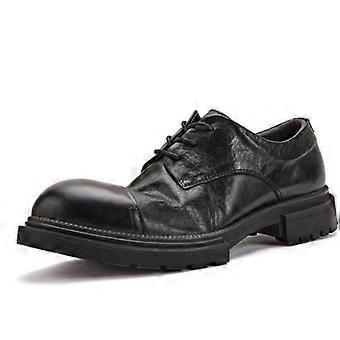 Men's Shoes Leather Lace Up Round Toe Soft Fashion Stylish Brogue Business New