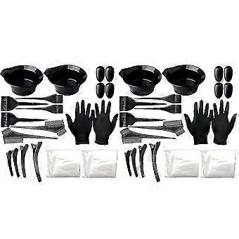 2 Set Haarfärbe-Kit DIY Einweg-Haar Tinting Kit Mischschüssel Duschhaube Kamm Haarclip Handschuhe