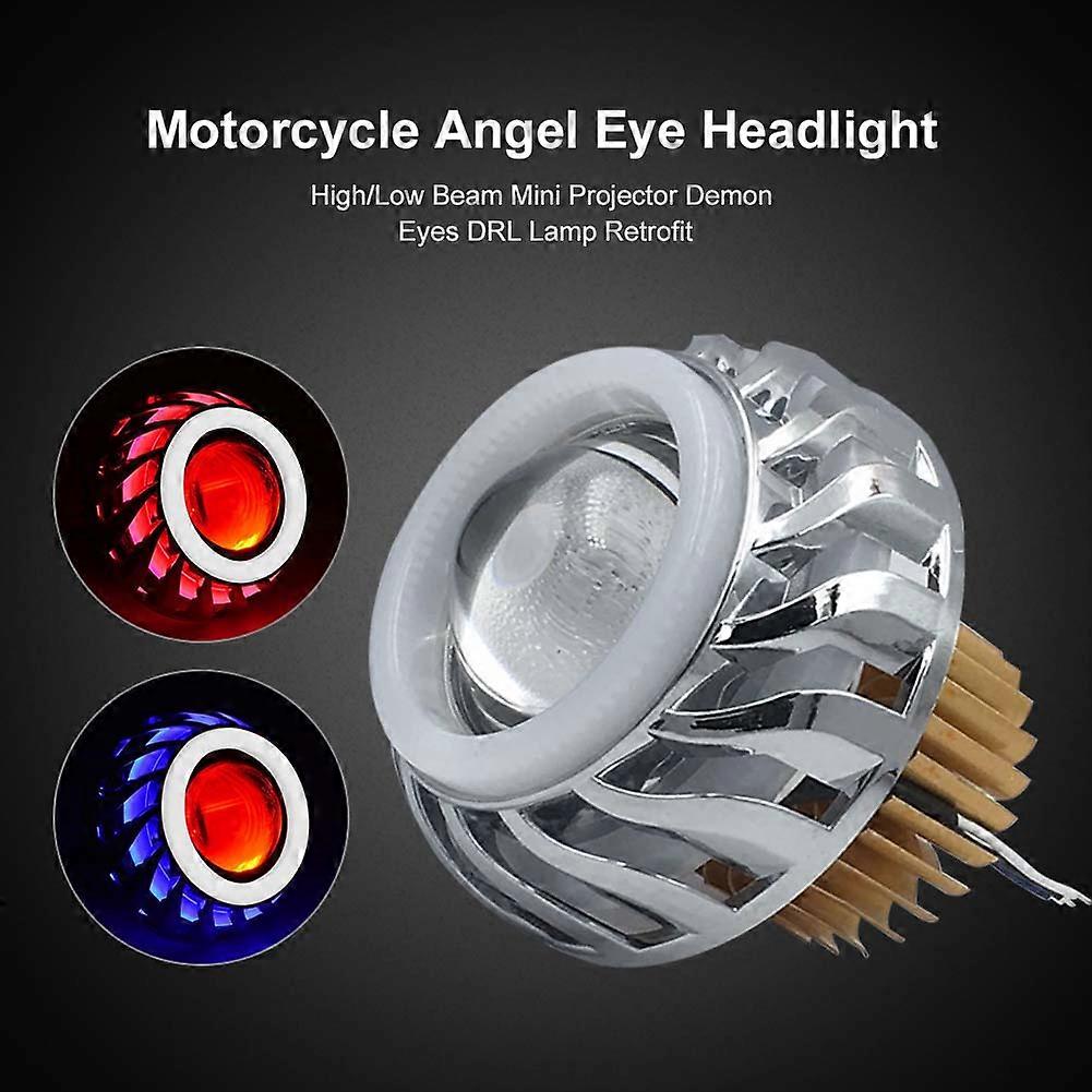 Car Motorcycle Headlight LED Angel Devil Eyes Headlight 12V-80V Projector Lens High/Low Beam Strobe Spotlight DRL Lamp