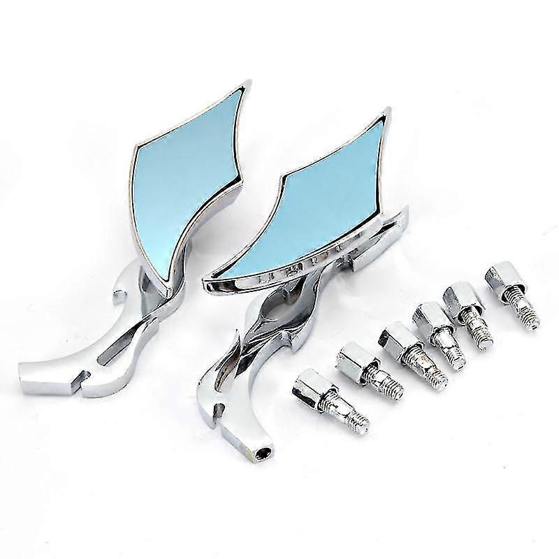 Chrome Flame Skull Rearview Mirrors For Harley Motorcycle Cruiser Chopper Custom