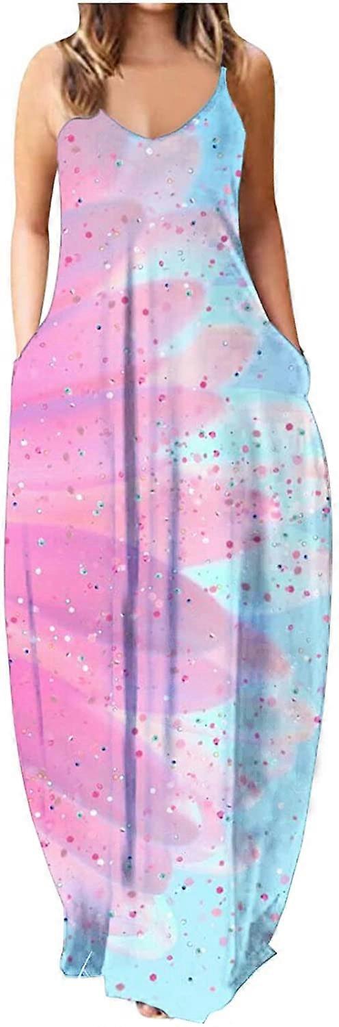 Rochii maxi plus size pentru femei Rochie largă cu guler rotund pe plajă Sling rochie lungă largă