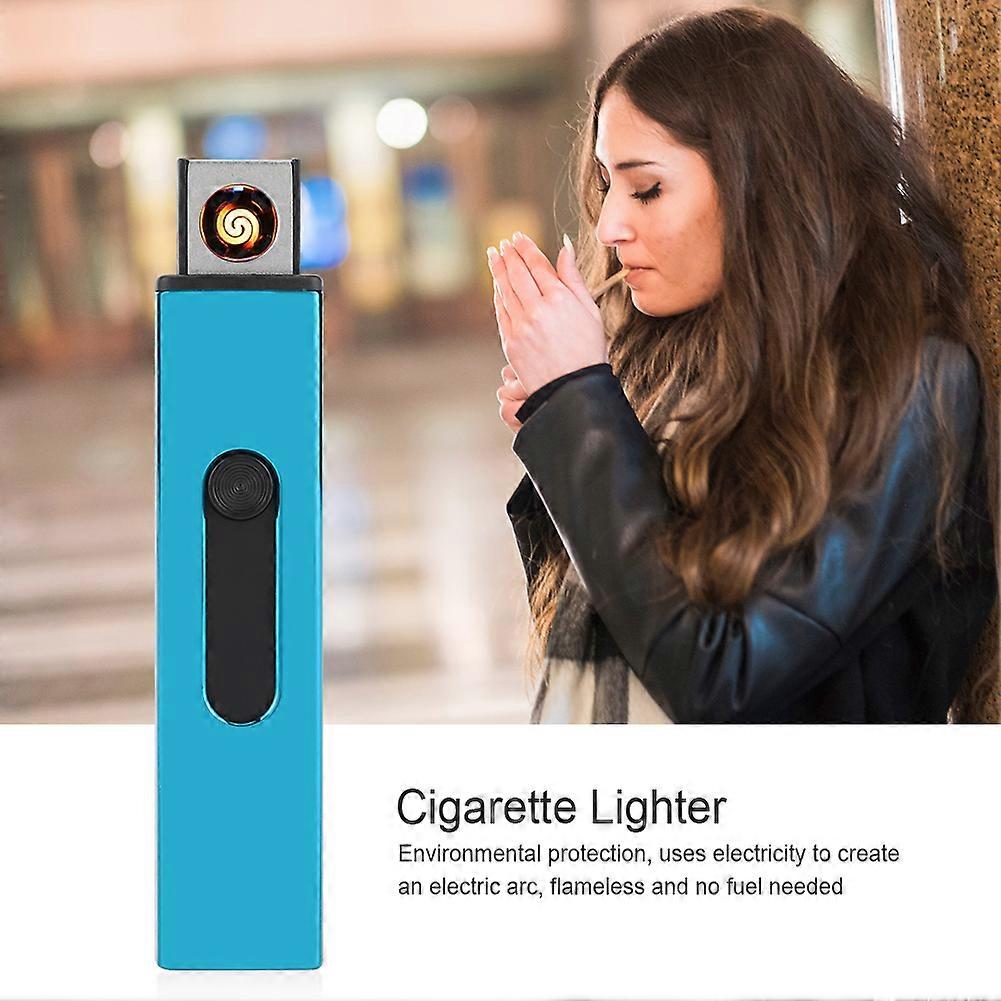 USB Rechargeable Flameless Windproof Lighter for Cigars and Cigarettes - Ideal Male Gift in Blue